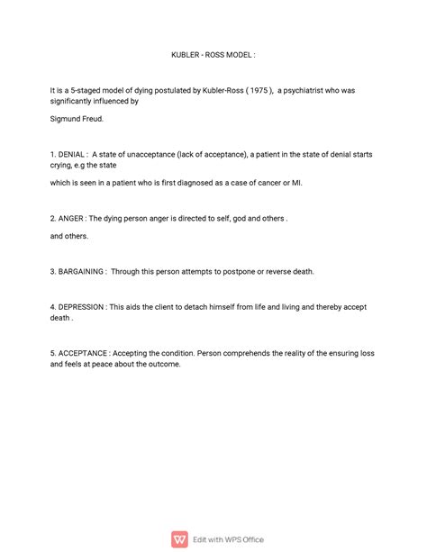 Kubler - ROSS MODEL - KUBLER - ROSS MODEL : It is a 5-staged model of ...