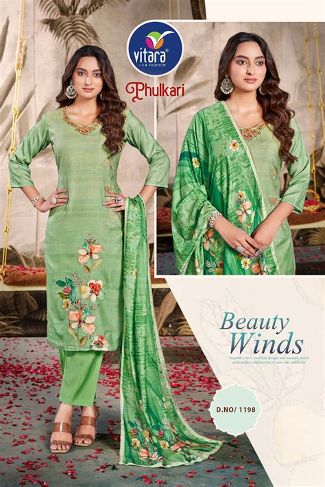 Vitara Phulkari Kurti Bottom With Dupatta Collection