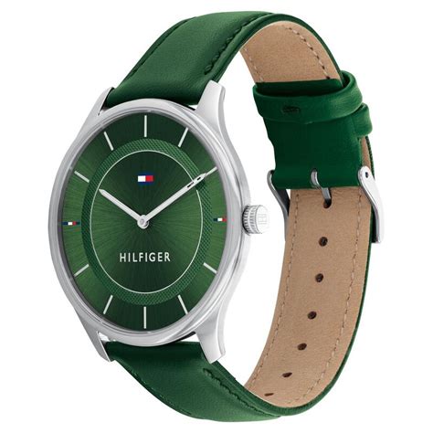 Buy Online Tommy Hilfiger Quartz Analog Green Dial Leather Strap Watch ...