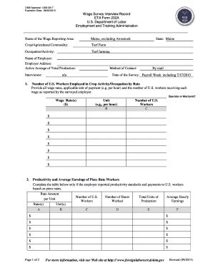 Fillable Online Wage Survey Interview Record ETA Form 232A US ...