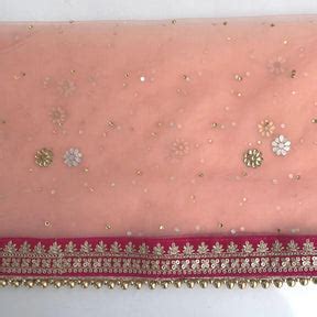 Bridal Peach Stone Velvet Embroidered Net Dupatta – anokherang