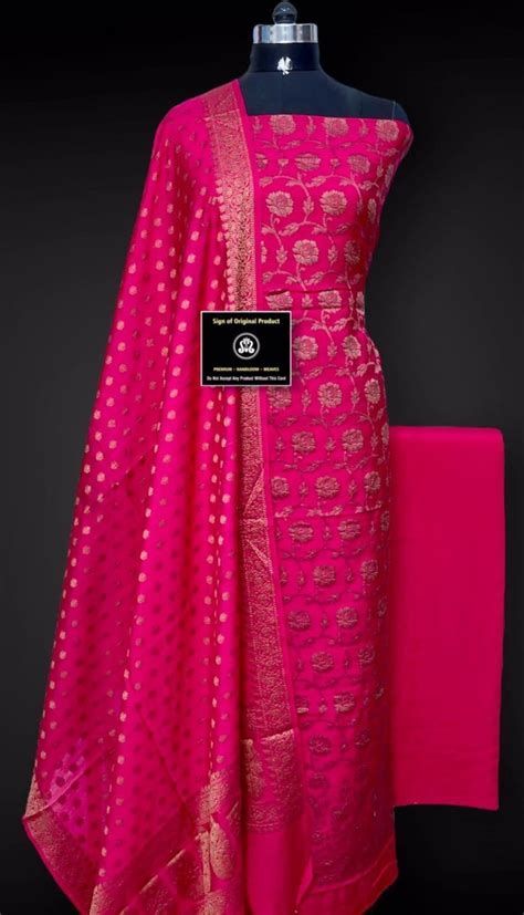 Banarasi Chiniya Silk Unstitched Suit with Chiniya silk dupatta – fab ...