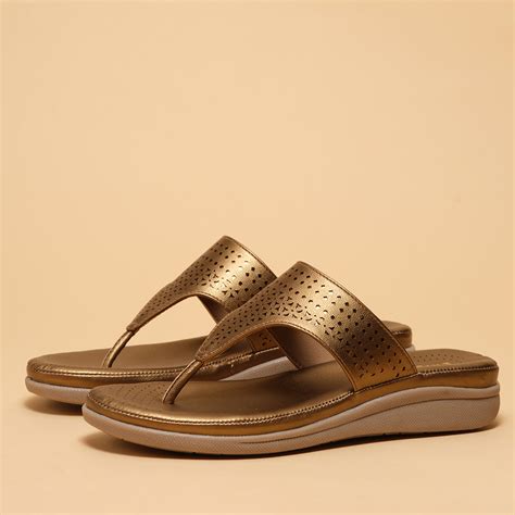 Buy Arshi Thong Flatforms in Antique, Gunmetal & Gold Colour | Eridani
