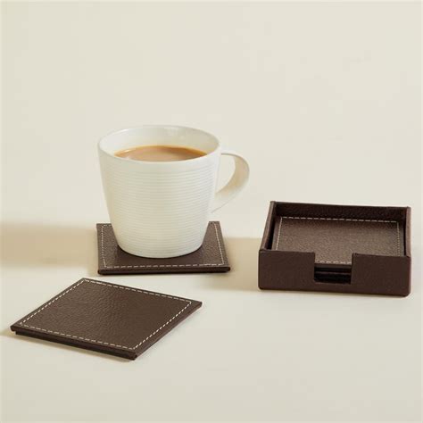 Buy Orion Set of 4 Leatherette Coasters with Holder from Home Centre at ...