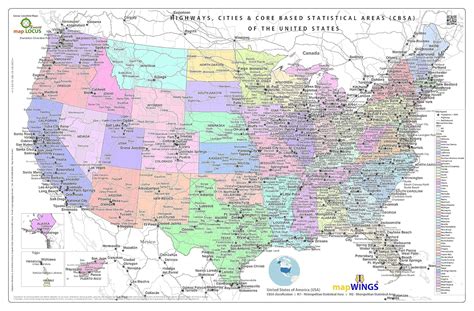 DURABLE MAGNETIC Paper Map of UNITED STATES of AMERICA (USA) with Core ...