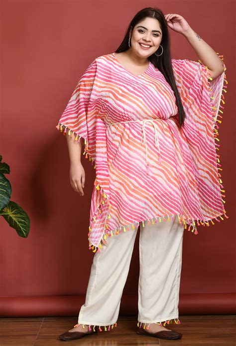 Plus Size Multicolour Mimosa Kaftan Kurta Set – DESINOOR.COM