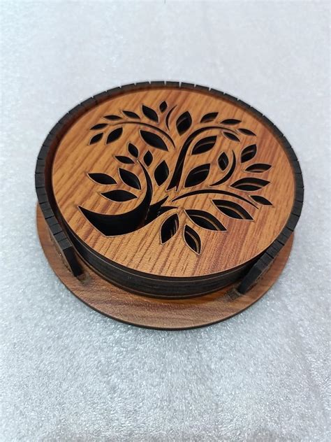 Kruzly Art & Craft ENGEENERING Wood Tea Coster Set/6 (Brown) : Amazon ...