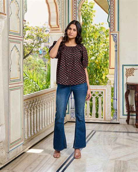 Black Hand Block Printed Cotton Women Top – thejaipurart.com