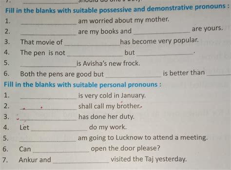 B. Fill in the blanks with suitable possessive and demonstrative ...