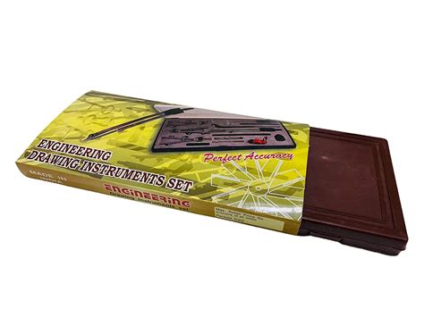 Engineering Drawing Geometry Instrument Box - 12 Parts, Brown, Standard ...