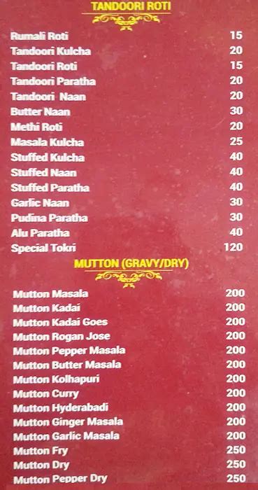 Menu at New Tandoori Point, Bengaluru, NV Building