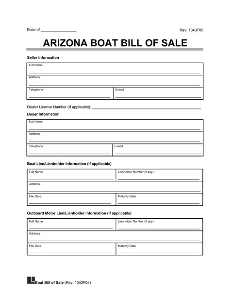 Free Arizona Boat Bill of Sale Template | PDF & Word