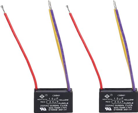 Podoy CBB61 Ceiling Fan Capacitor 𝟏.𝟓𝐮𝐟+𝟐.𝟓𝐮𝐟 Compatible with New TECH ...