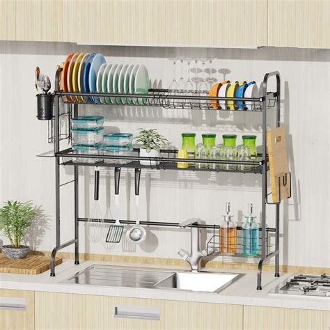 Buy PACKISM Over The Sink Dish Drying Rack, 2 Tier Stainless Steel Over ...