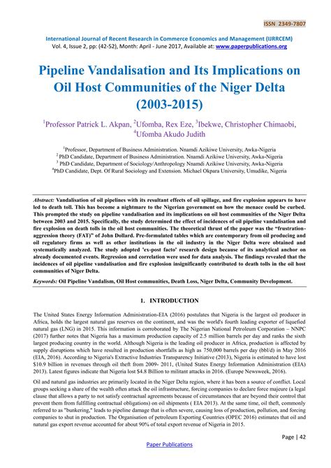 Pipeline Vandalisation and Its Implications on Oil Host Communities of ...