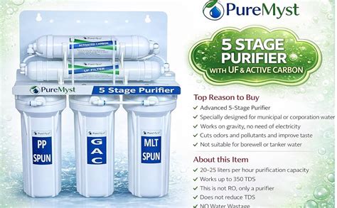 PureMyst 5 Stage Non Electric Gravity Base Under sink or Wall Mount UF ...