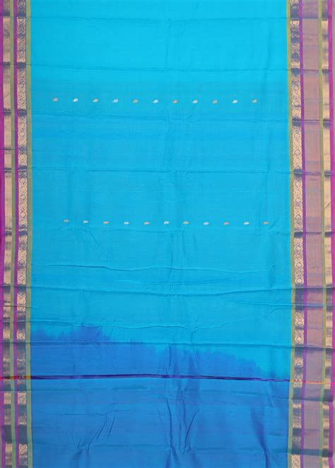 Olympic blue color Handloom Gadwal sico saree – TGSCO Handlooms
