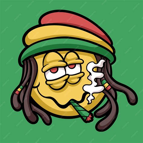 Premium Vector | Emoticon reggae smoking marijuana