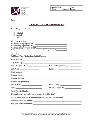 Fillable Online Intake - Criminal Law 062609 MGdoc Fax Email Print ...