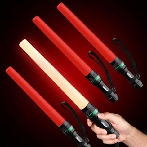 [4 Pack] 16inch Flashlight Led Traffic Control Wand, Small Orange ...