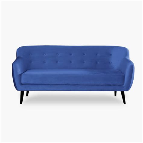 Buy Riki Velvet 3-Seater Sofa - Blue from Home Centre at just INR 62498.0