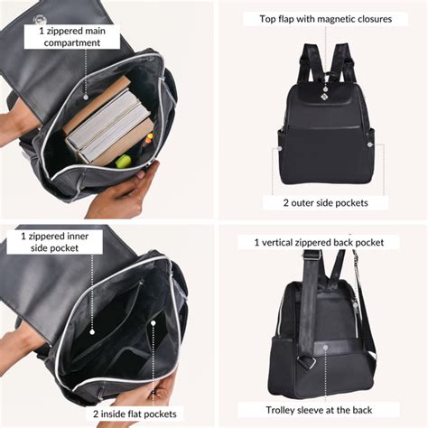Kaizen Sleek Black Backpack For Women Online - Premium Backpack | Nestasia