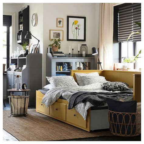 HEMNES day-bed frame with 3 drawers, yellow, 80x200 cm (311/2x783/4 ...
