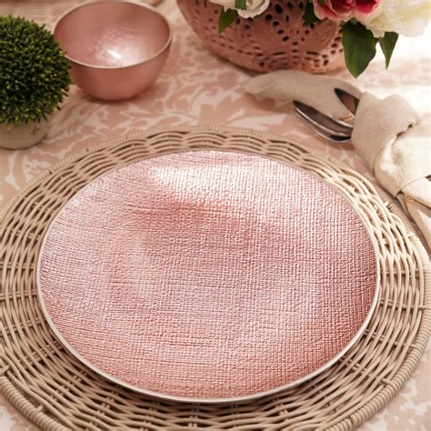 Buy PURE HOME + LIVING Set of 2 Pink Fabric Textured Dinner Plates ...