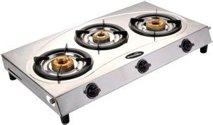 Suraksha Shine Draw Triple-Cook Stainless Steel Manual Gas Stove Price ...