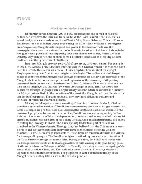 AP World History DBQ - 4V3W4U AAE World History: Modern Exam DBQ During ...