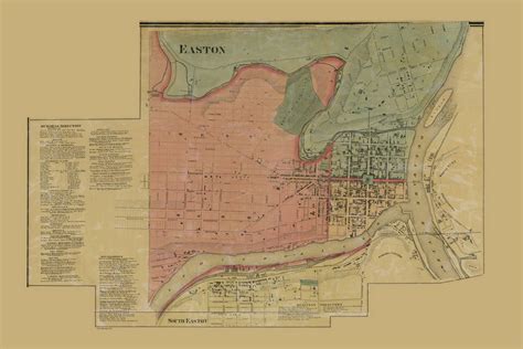 Easton Village and Part of South Easton Village, Pennsylvania 1860 Old Town Map Custom Print ...
