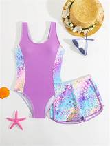 SHEIN Tween Girl' Swimwear/One-Piece Swimsuit/Printed/2pcs Set | SHEIN USA
