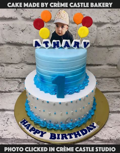 Double Tier Photo Cake | Custom Cake Bakery - CrÔøΩme Castle – Creme Castle