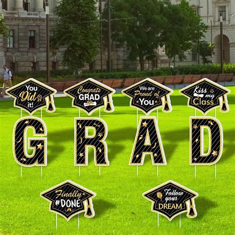 Buy Whaline 10Pcs Graduation Yard Signs with 20Pcs Stakes Grad Cap ...