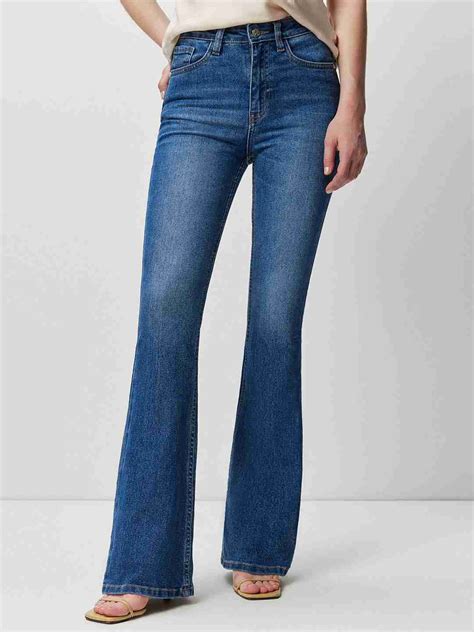 Blue Bootcut High-Rise Jeans