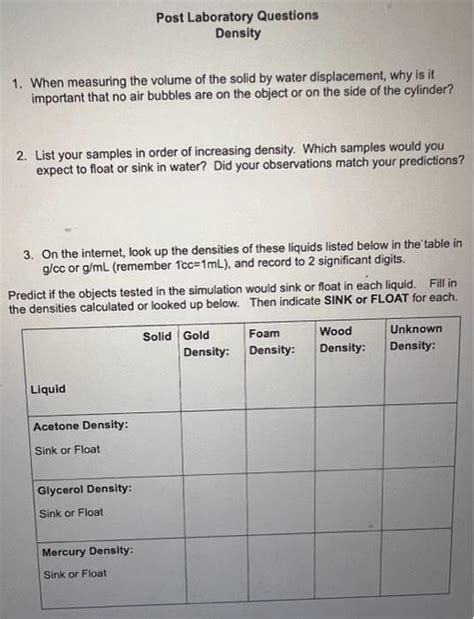 Image result for Relative Density Practice Questions