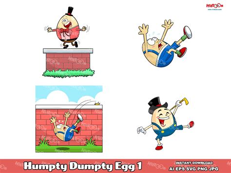 Humpty dumpty egg cartoon characters 1 digital clip art vector graphic ...