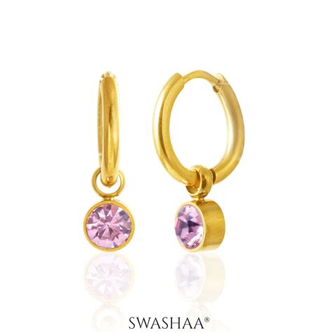 Pink Diamond 18K Gold Plated Kid's Hoop Earrings – Swashaa