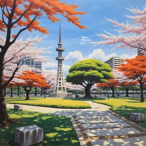 Acrylic Painting of Peace Park in Hiroshima | Stable Diffusion Online