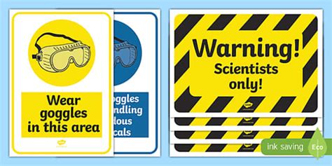 Science Lab Role Play Warning Sign Templates