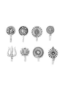 Yellow Chimes Beautiful Classic Designs Non- Piercing 8 Pcs Combo Nose ...