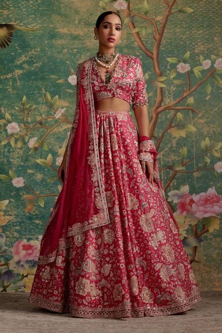Buy Fuchsia Lehenga And Blouse Raw Silk Embroidered Starlet Bridal Set ...