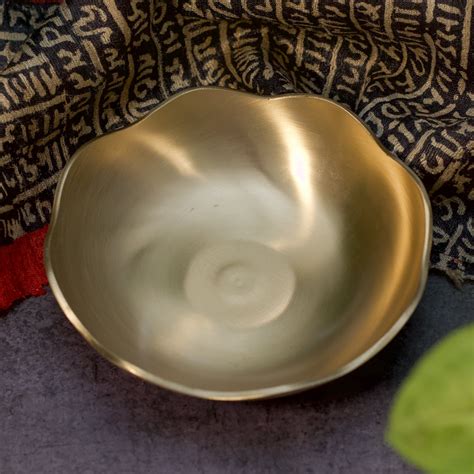 AMBI Elegant & Pure 100% Lead Free Kansa Floral Dessert Bowl - 5.5 Inc