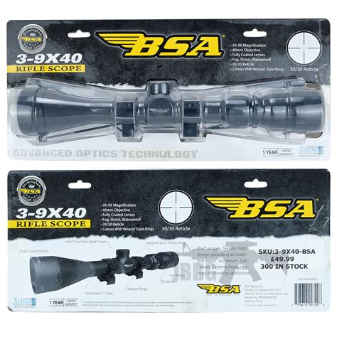 3-9X40 BSA Rifle Scope with Tactical Mounts - Just BB Guns