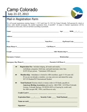 Fillable Online Registration Form - ABA Events - American Birding ...