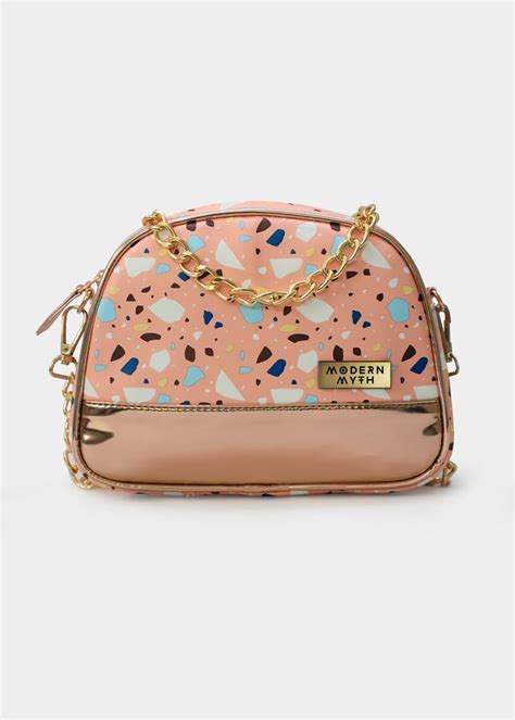 Get Pink & Rose Gold Marble Dome Cross-Body at ₹ 1050 | LBB Shop