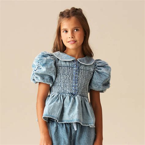 Angel & Rocket Girls Solid Blue Cotton Tops