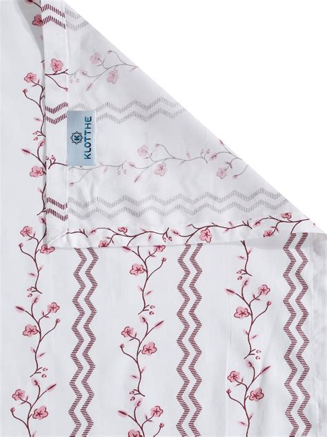 White Floral 400 TC Pure Cotton Super King Double Bedsheet with 2 Pill ...