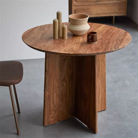 Daun Solid Wood Dining Table In Natural Finish – Kalyanam Furniture