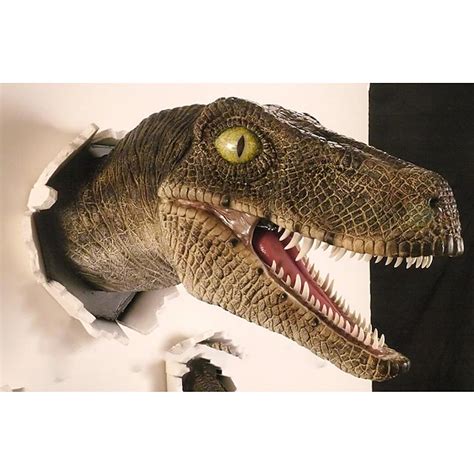 Velociraptor Statue Wall, Wall Mount Dinosaur Head Sculpture, Dinosaur ...